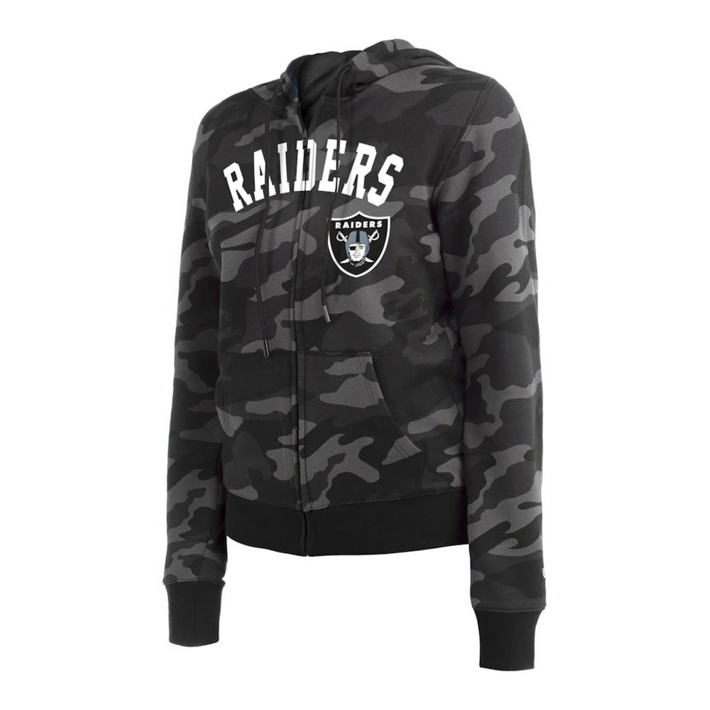 Las Vegas Raiders New Era Women's Camo Full-Zip Hoodie - Black Hoodies