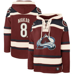 Cale Makar Colorado Avalanche '47 Player Name & Number Lacer Pullover Hoodie - Burgundy | US 5266613