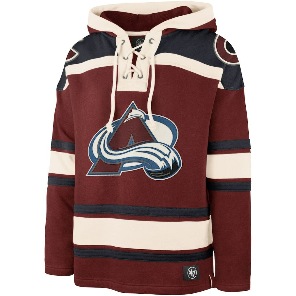 Cale Makar Colorado Avalanche '47 Player Name & Number Lacer Pullover Hoodie - Burgundy | US 5266613