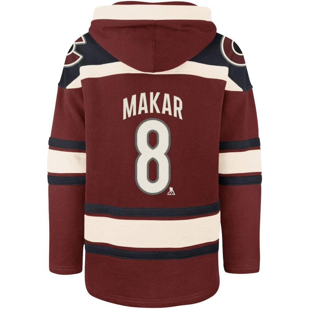 Cale Makar Colorado Avalanche '47 Player Name & Number Lacer Pullover Hoodie - Burgundy | US 5266613