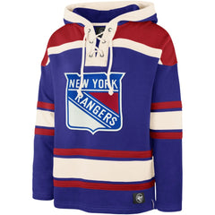 Mika Zibanejad New York Rangers '47 Player Name & Number Lacer Pullover Hoodie - Blue | US 5266614