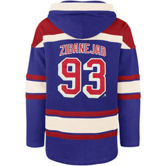 Mika Zibanejad New York Rangers '47 Player Name & Number Lacer Pullover Hoodie - Blue | US 5266614