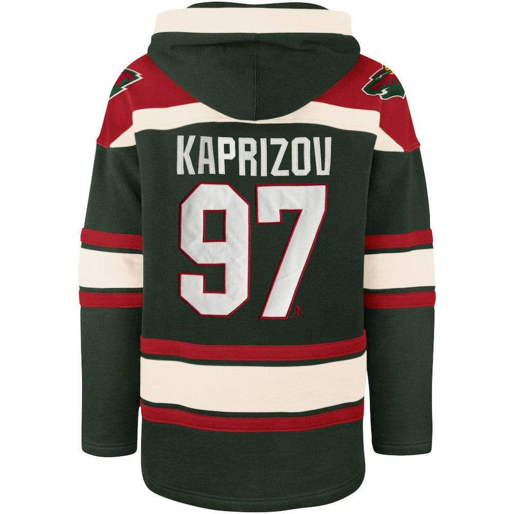 Kirill Kaprizov Minnesota Wild '47 Player Name & Number Lacer Pullover Hoodie - Green | US 5266615