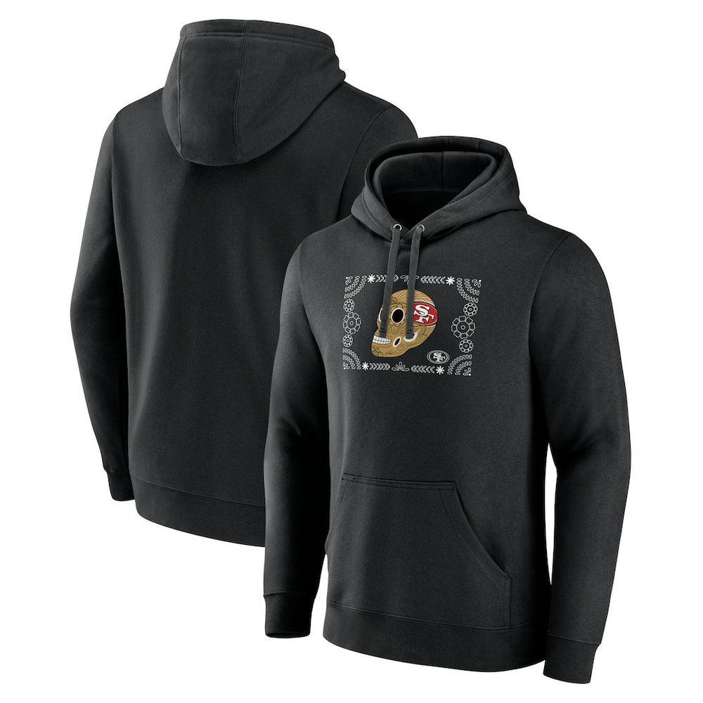 San Francisco 49ers Sugar Skull Pullover Hoodie - Black Hoodies