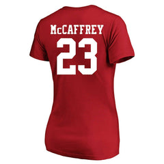 Christian McCaffrey San Francisco 49ers Women's Plus Size Fair Catch Name & Number Scoop Neck T-Shirt - Scarlet T-shirts