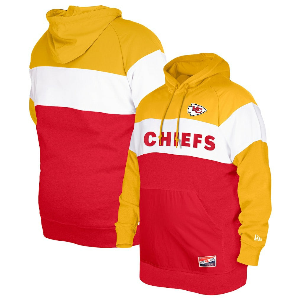 Kansas City Chiefs New Era Big & Tall Current Colorblock Pullover Hoodie - Red Hoodies