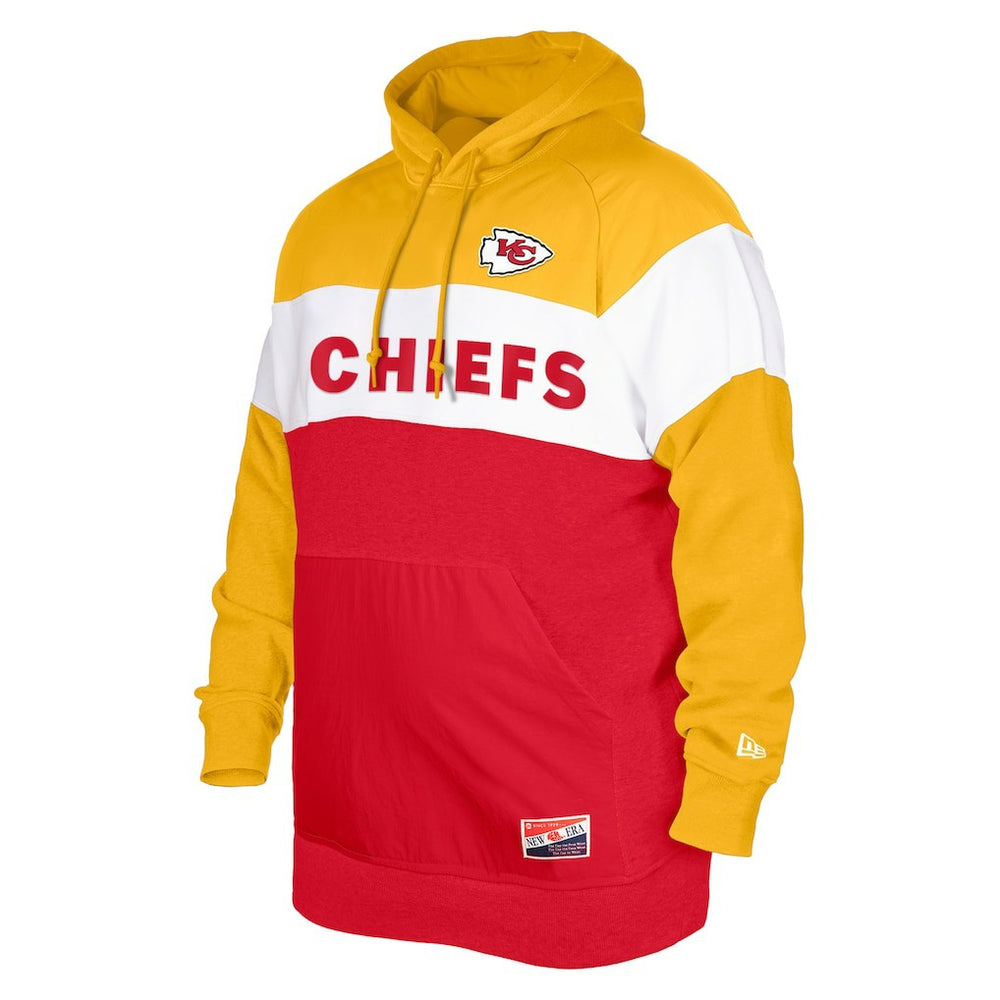 Kansas City Chiefs New Era Big & Tall Current Colorblock Pullover Hoodie - Red Hoodies