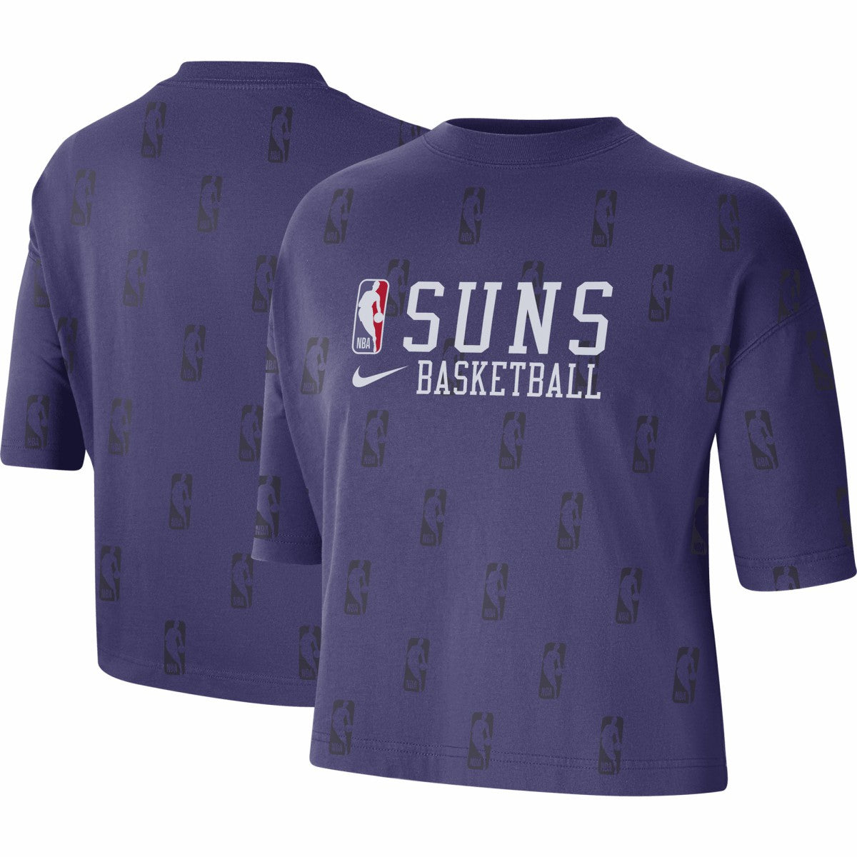 Phoenix Suns Women's Allover NBA Logo Boxy T-Shirt Purple - Nike outlet