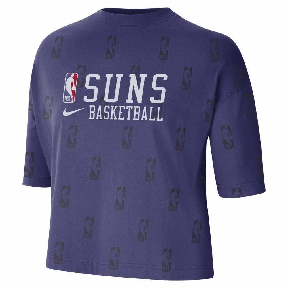 Phoenix Suns Women's Allover NBA Logo Boxy T-Shirt Purple - Nike outlet