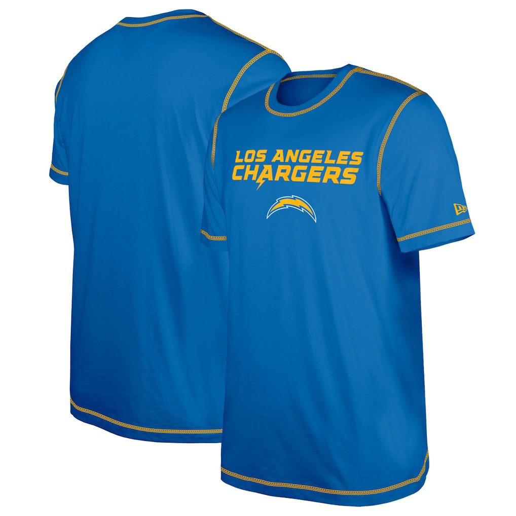 Los Angeles Chargers New Era Third Down Puff Print T-Shirt - Blue T-shirts