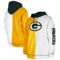 Green Bay Packers New Era Third Down Split Raglan Pullover Hoodie - Gold/White Hoodies