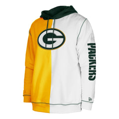 Green Bay Packers New Era Third Down Split Raglan Pullover Hoodie - Gold/White Hoodies