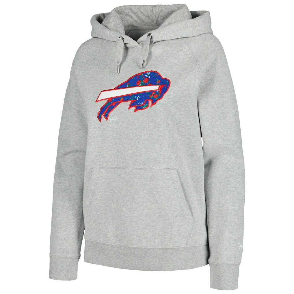 Buffalo Bills New Era Women's Floral Raglan Pullover Hoodie - Gray Hoodies