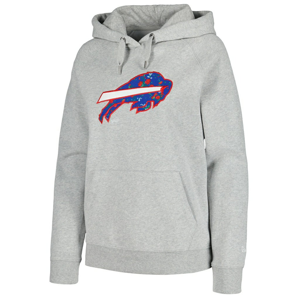 Buffalo Bills New Era Women's Floral Raglan Pullover Hoodie - Gray Hoodies