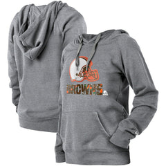 Cleveland Browns New Era Women's Floral Raglan Pullover Hoodie - Gray Hoodies