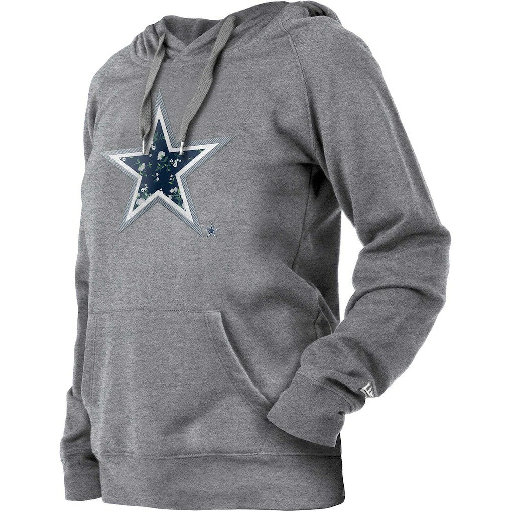 Dallas Cowboys New Era Women's Floral Raglan Pullover Hoodie - Gray Hoodies