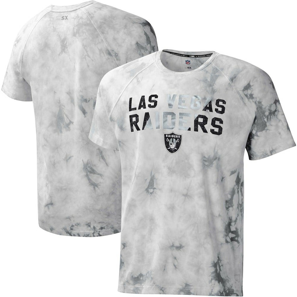 Las Vegas Raiders MSX by Michael Strahan Resolution Tie-Dye Raglan T-Shirt - Gray T-shirts