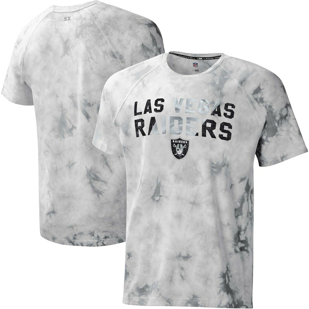 Las Vegas Raiders MSX by Michael Strahan Resolution Tie-Dye Raglan T-Shirt - Gray T-shirts