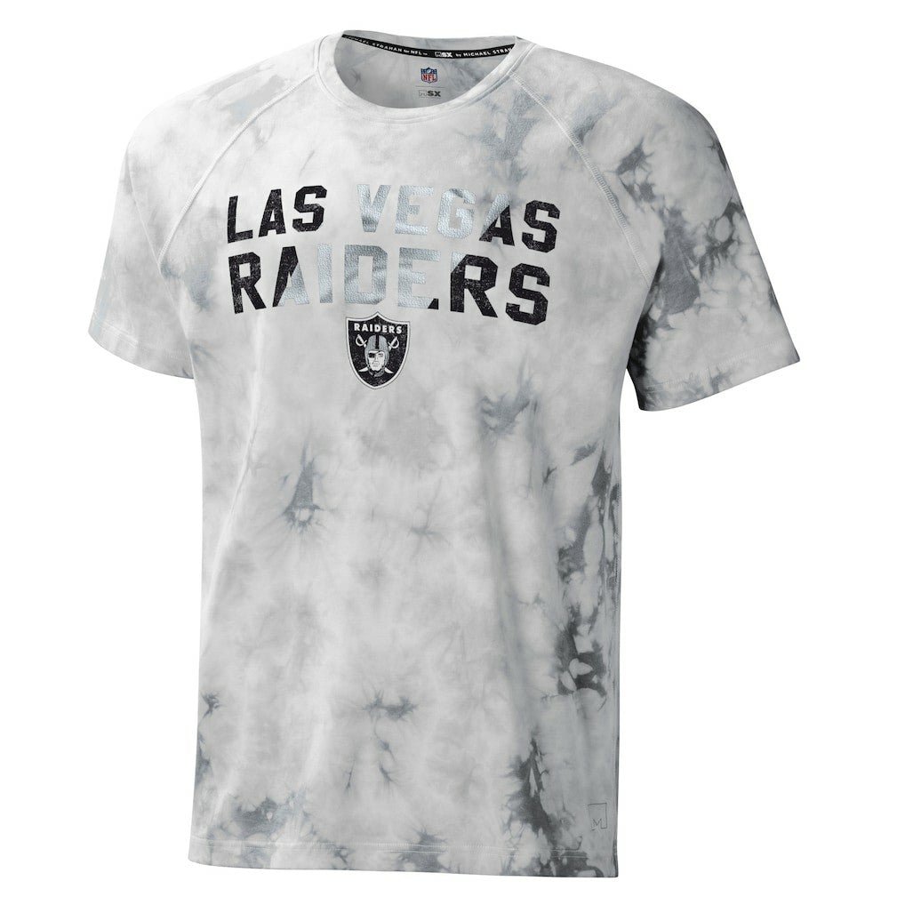 Las Vegas Raiders MSX by Michael Strahan Resolution Tie-Dye Raglan T-Shirt - Gray T-shirts