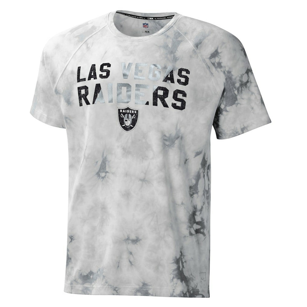 Las Vegas Raiders MSX by Michael Strahan Resolution Tie-Dye Raglan T-Shirt - Gray T-shirts