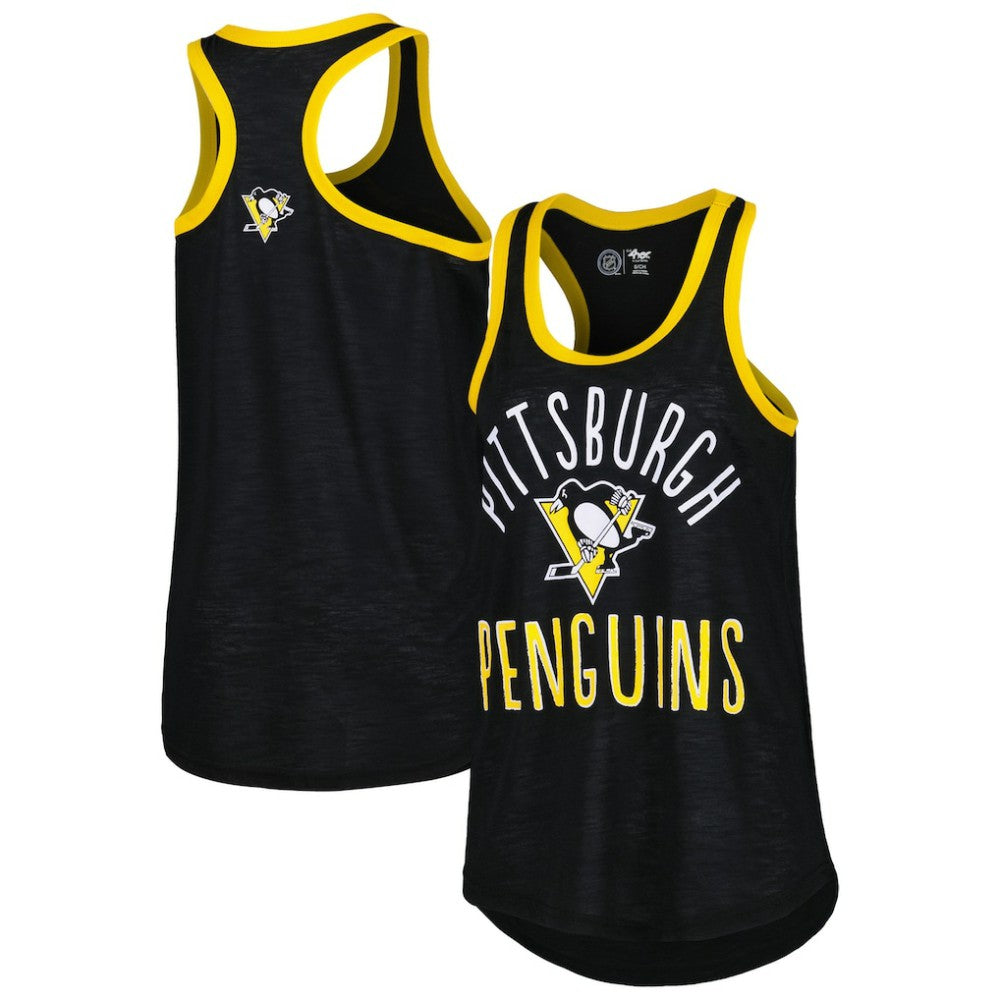 Pittsburgh Penguins G-III 4Her by Carl Banks Women's First Base Racerback Scoop Neck Tank Top - Black | US 5271919