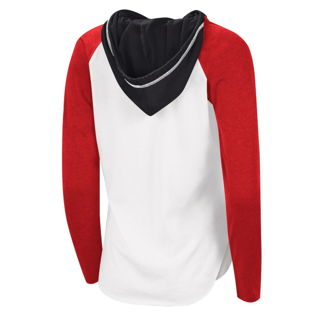 Chicago Blackhawks G-III 4Her by Carl Banks Women's MVP Raglan Lightweight Hooded T-Shirt - White/Heather Red | US 5271959