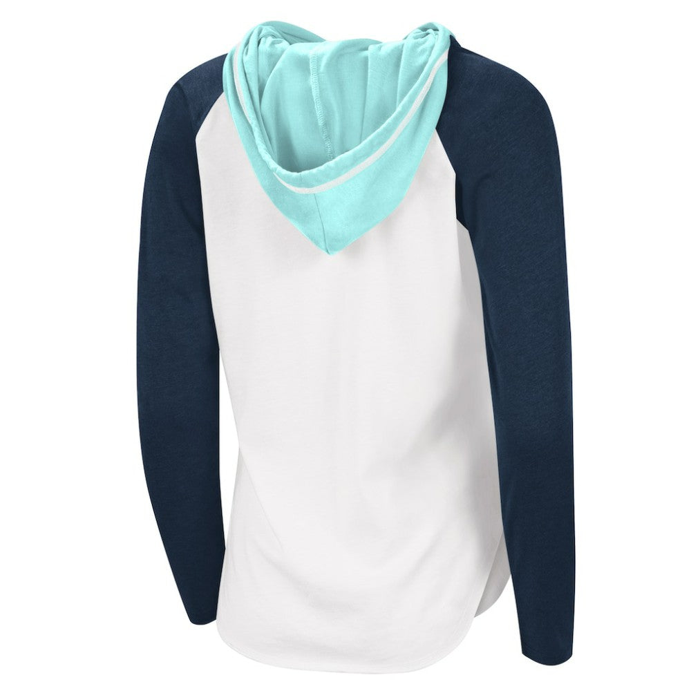 Seattle Kraken G-III 4Her by Carl Banks Women's MVP Raglan Lightweight Hooded T-Shirt - White/Navy | US 5271973