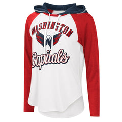Washington Capitals G-III 4Her by Carl Banks Women's MVP Raglan Lightweight Hooded T-Shirt - White/Heather Red | US 5271976