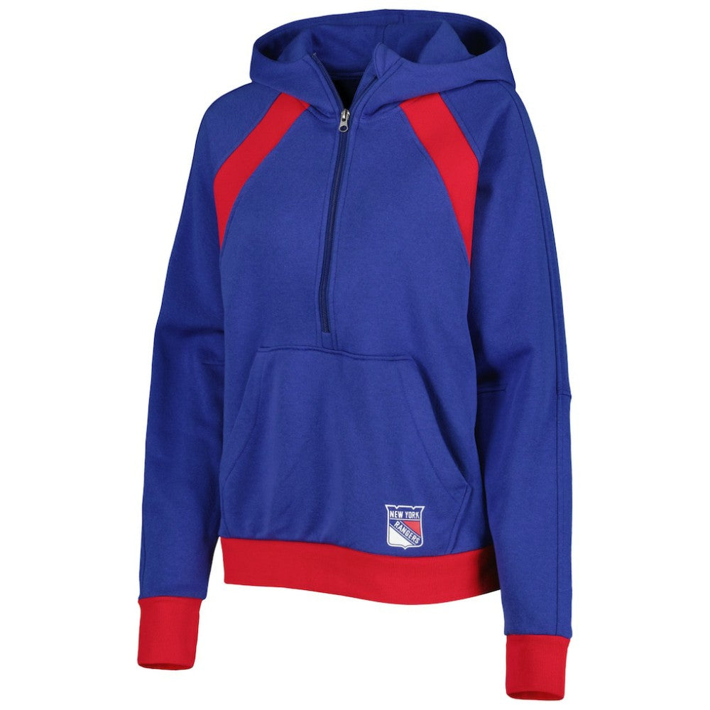 New York Rangers Starter Women's Wishbone Half-Zip Hoodie - Blue | US 5271986