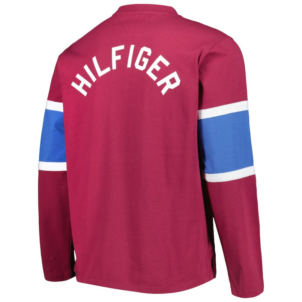 Colorado Avalanche Tommy Hilfiger Walter Lace-Up Long Sleeve Top - Burgundy | US 5272037