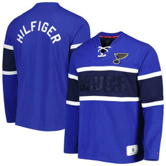 St. Louis Blues Tommy Hilfiger Walter Lace-Up Long Sleeve Top - Blue | US 5272043