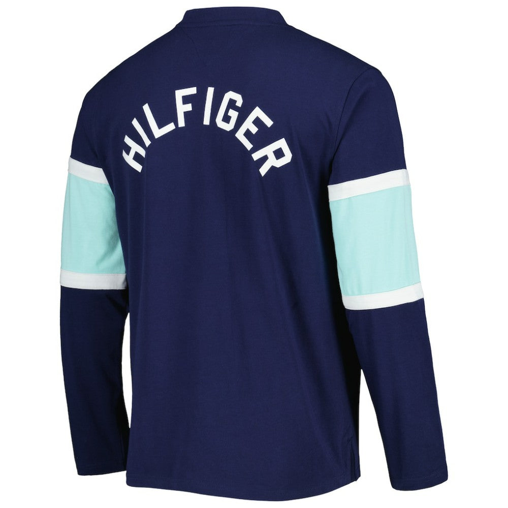 Seattle Kraken Tommy Hilfiger Walter Lace-Up Long Sleeve Top - Deep Sea Blue | US 5272044
