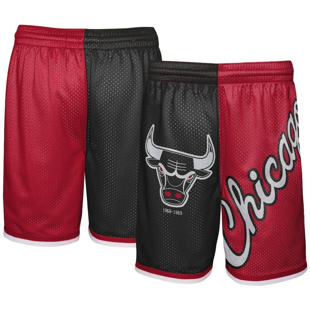 Chicago Bulls Youth Hardwood Classics Big Face 5.0 Shorts Black/Red - Mitchell & Ness