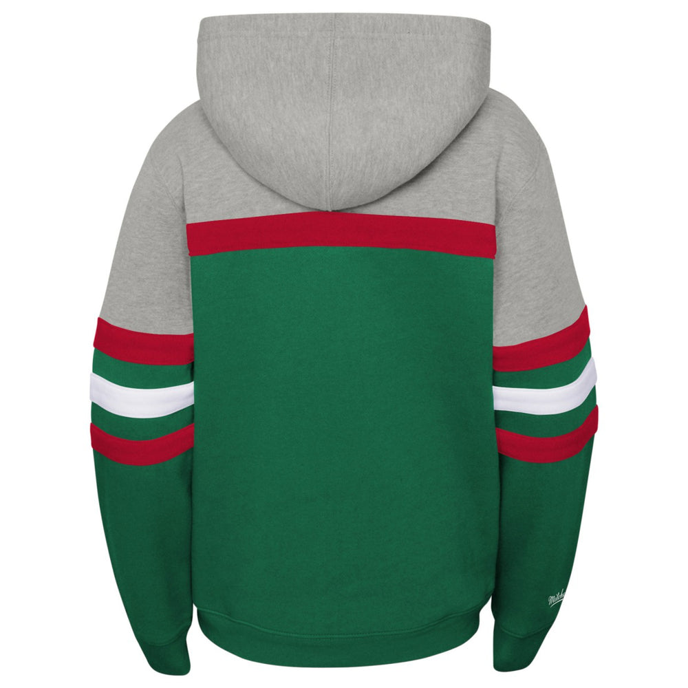 Milwaukee Bucks Youth Hardwood Classics Head Coach Pullover Hoodie Green/Heather Gray - Mitchell & Ness