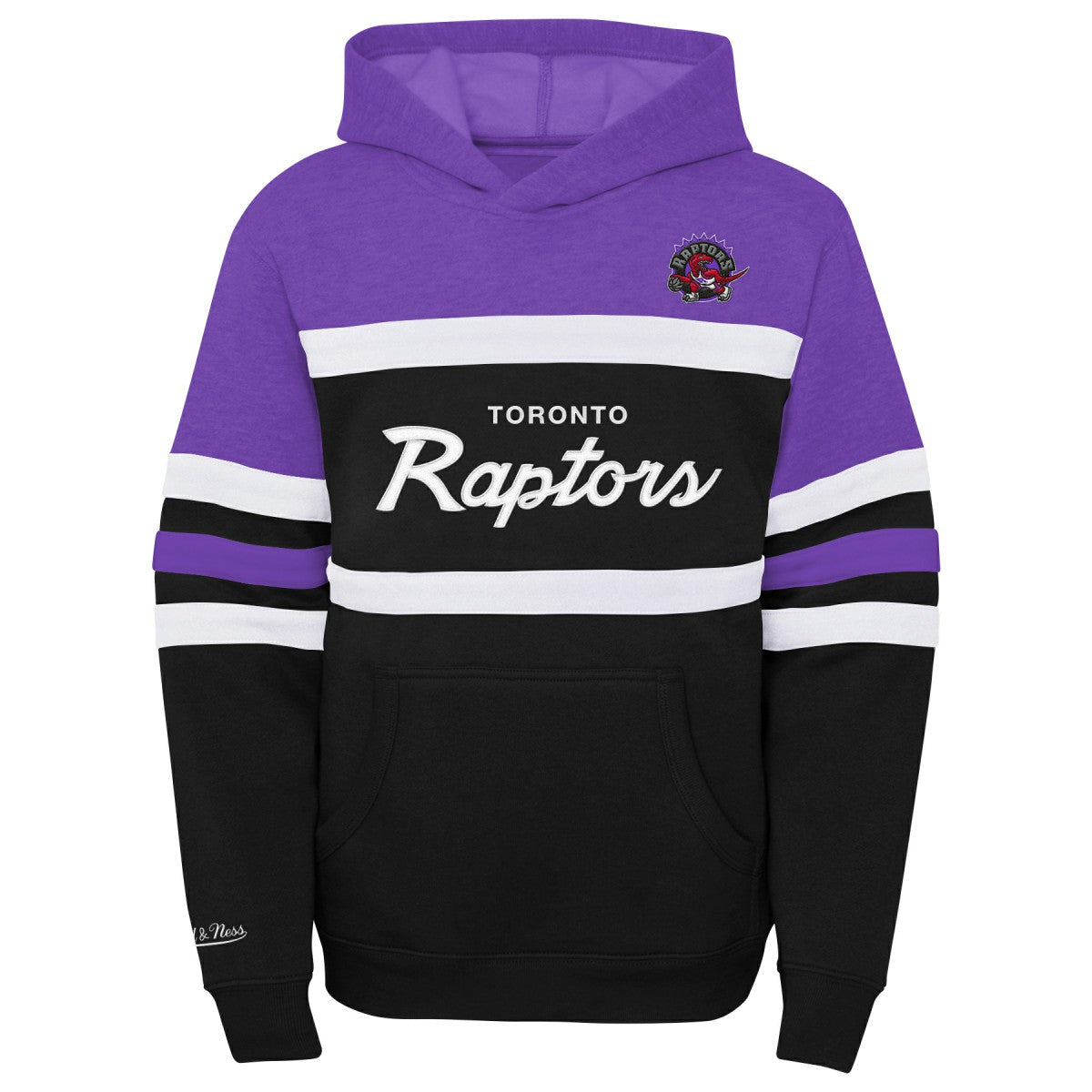 Toronto Raptors Youth Hardwood Classics Head Coach Pullover Hoodie Purple/Heather Gray - Mitchell & Ness