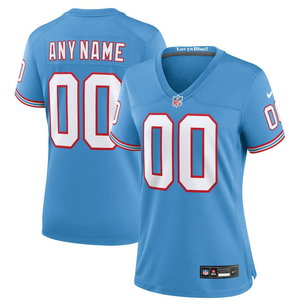 Tennessee Titans Women's Oilers Throwback Custom Game Jersey - Light Blue Jerseys