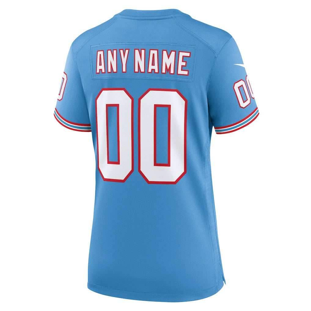 Tennessee Titans Women's Oilers Throwback Custom Game Jersey - Light Blue Jerseys