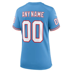 Tennessee Titans Women's Oilers Throwback Custom Game Jersey - Light Blue Jerseys