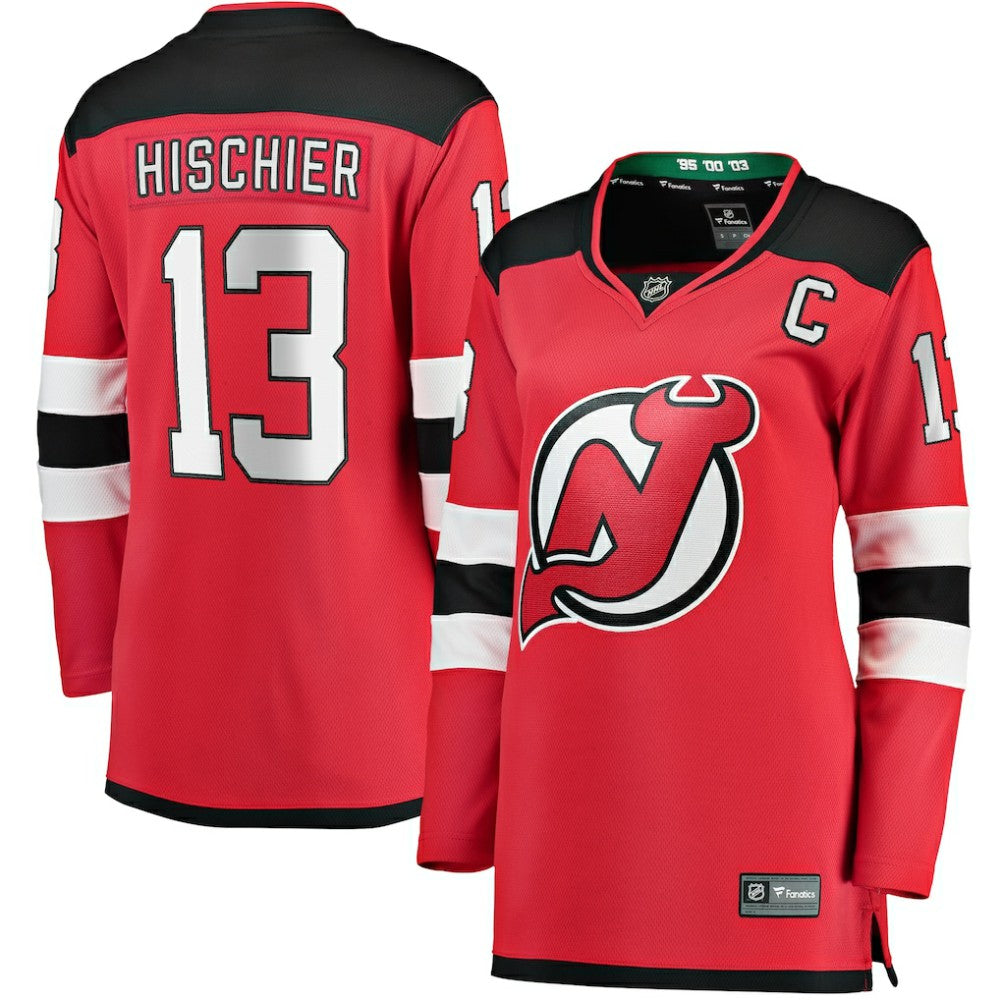 Nico Hischier New Jersey Devils Fanatics Women's Captain Patch Home Breakaway Jersey - Red | US 5275451