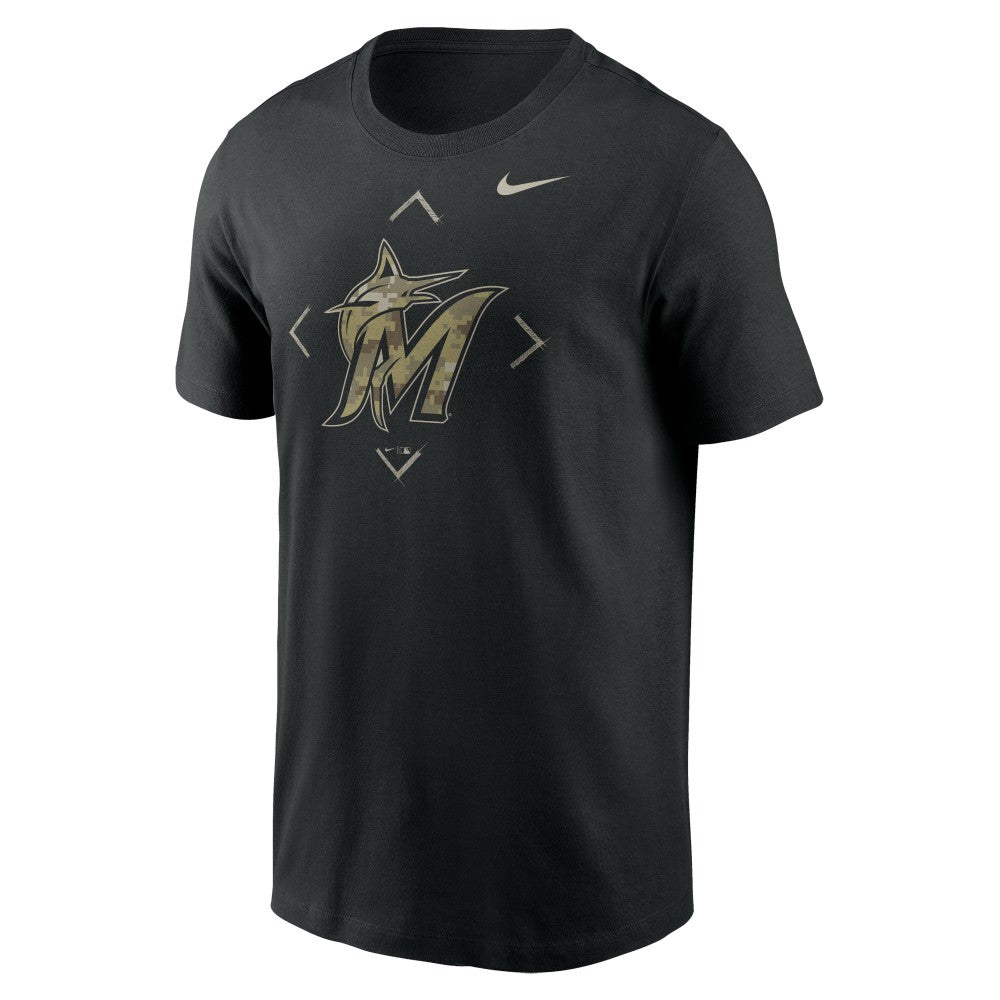 Miami Marlins Nike Camo Logo T-Shirt - Black T-shirts
