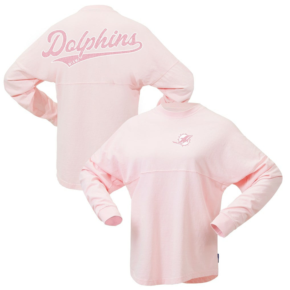 Miami Dolphins Women's Millennial Spirit Jersey T-Shirt - Pink T-shirts