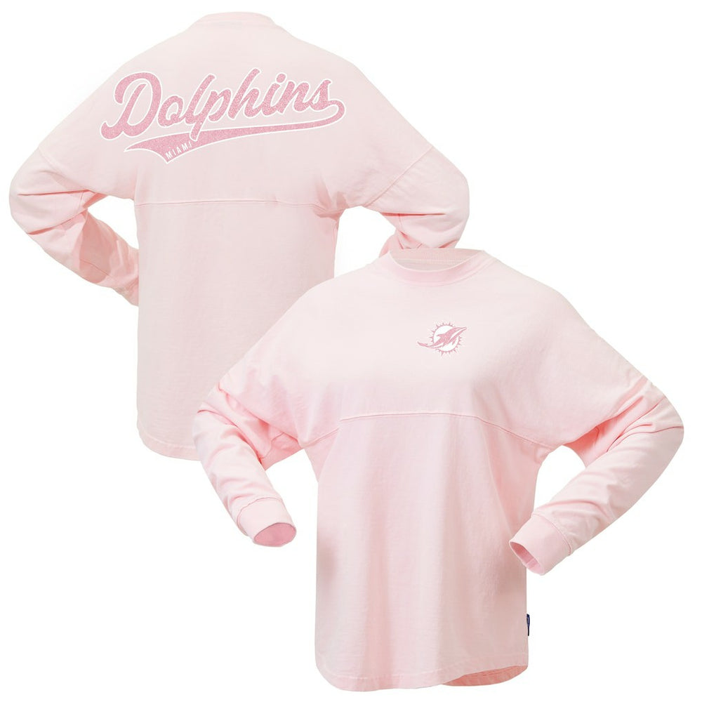 Miami Dolphins Women's Millennial Spirit Jersey T-Shirt - Pink T-shirts