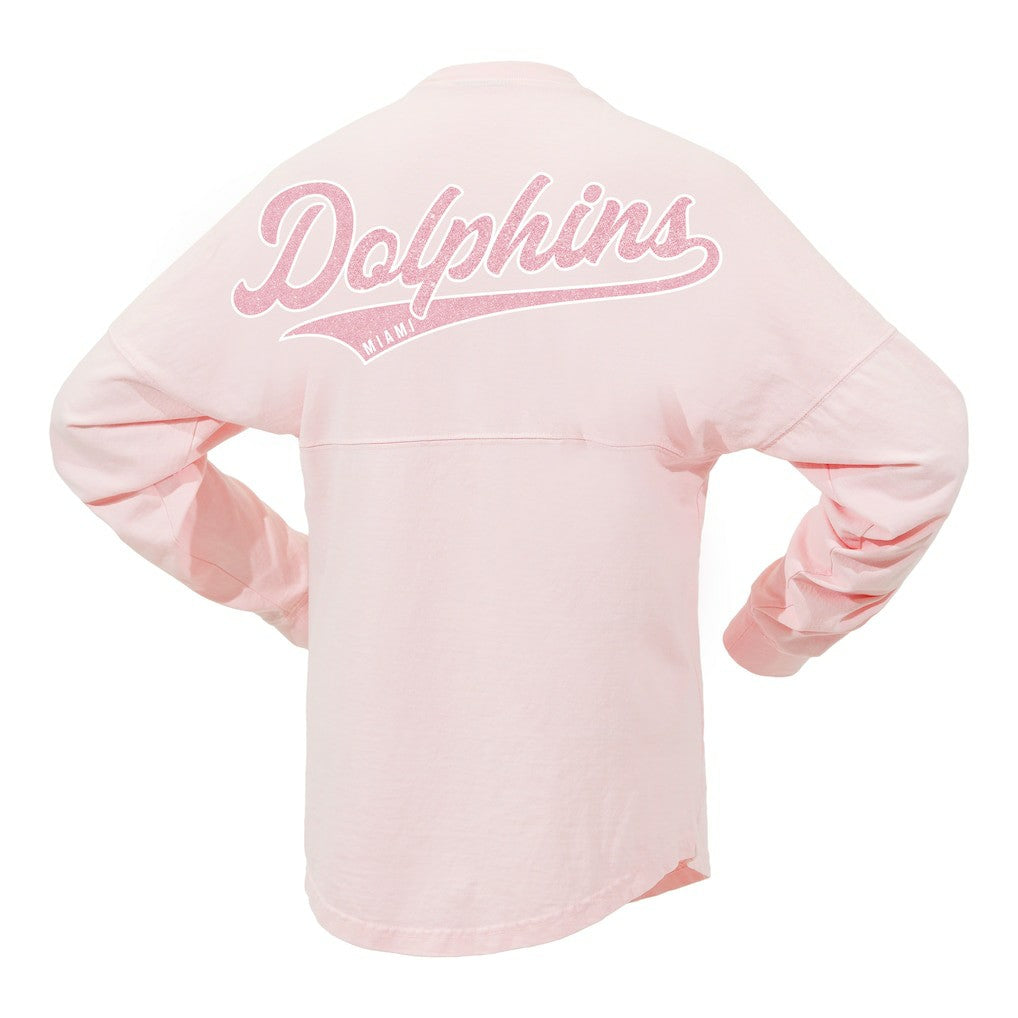 Miami Dolphins Women's Millennial Spirit Jersey T-Shirt - Pink T-shirts