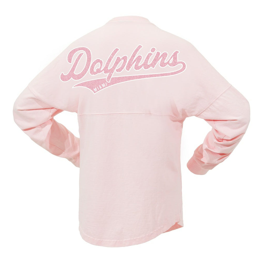 Miami Dolphins Women's Millennial Spirit Jersey T-Shirt - Pink T-shirts
