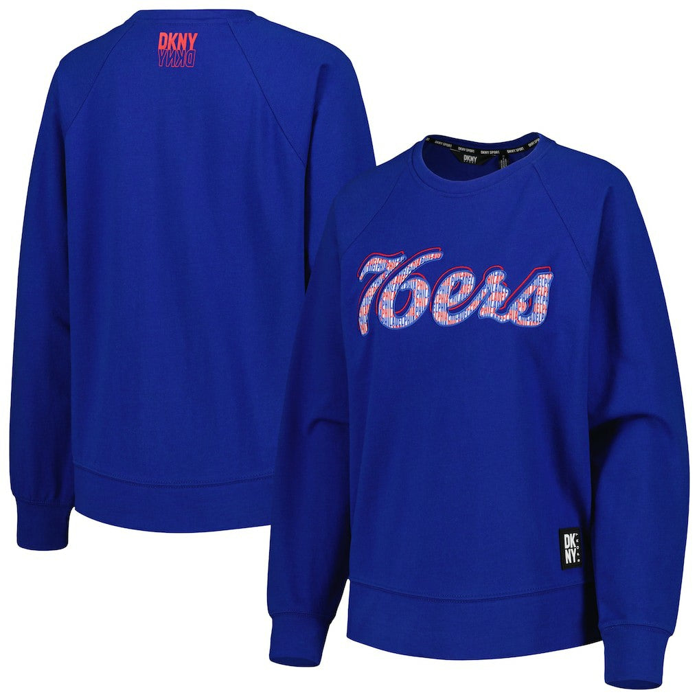 Philadelphia 76ers DKNY Sport Women's Regina Raglan Pullover Sweatshirt Royal