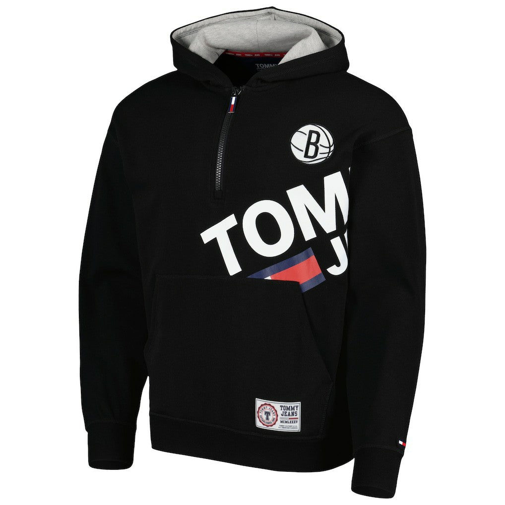 Brooklyn Nets Tommy Jeans Bernard Half-Zip Hoodie Black