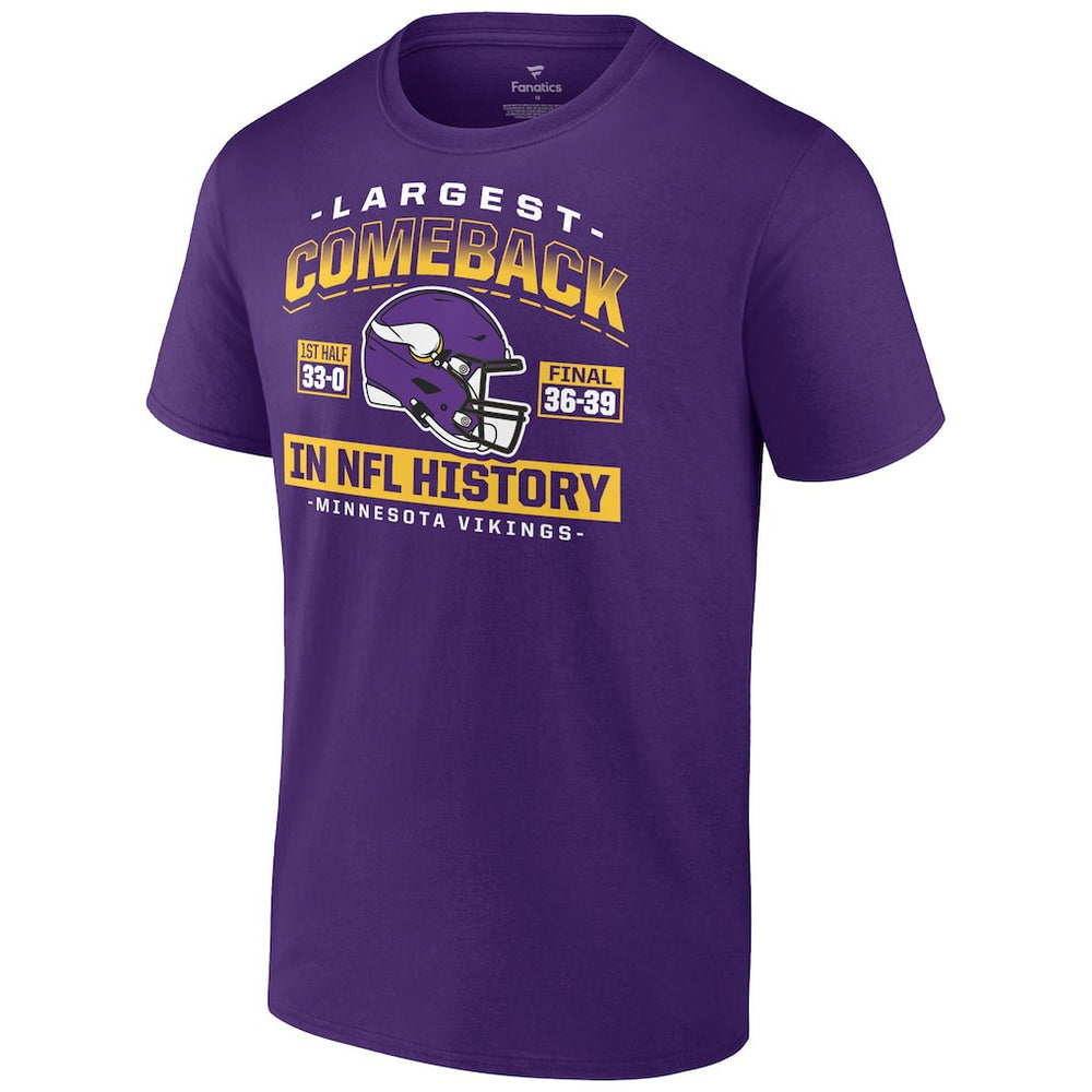 Minnesota Vikings Largest Comeback T-Shirt - Purple T-shirts
