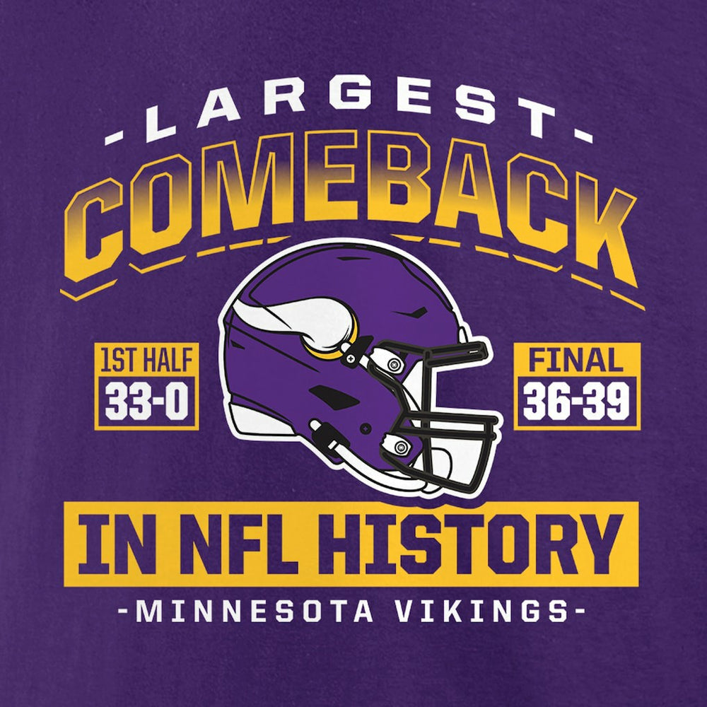 Minnesota Vikings Largest Comeback T-Shirt - Purple T-shirts