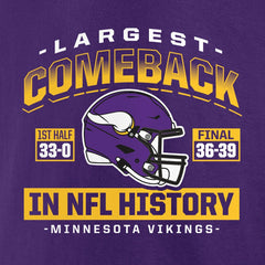 Minnesota Vikings Largest Comeback T-Shirt - Purple T-shirts
