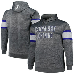 Tampa Bay Lightning Big & Tall Stripe Pullover Hoodie - Heather Charcoal | US 5281587
